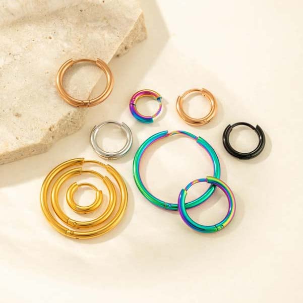 1 Piece Classic Circle Stainless Steel Gold Color Women's Hoop Earrings Picture3