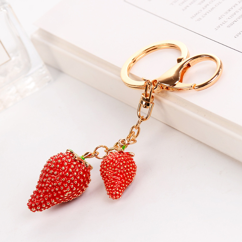 1 Piece Strawberry Alloy Keychain Picture4