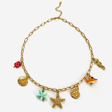 Collana con ciondolo color oro in acciaio inossidabile oceanico da 1 pezzo h5 