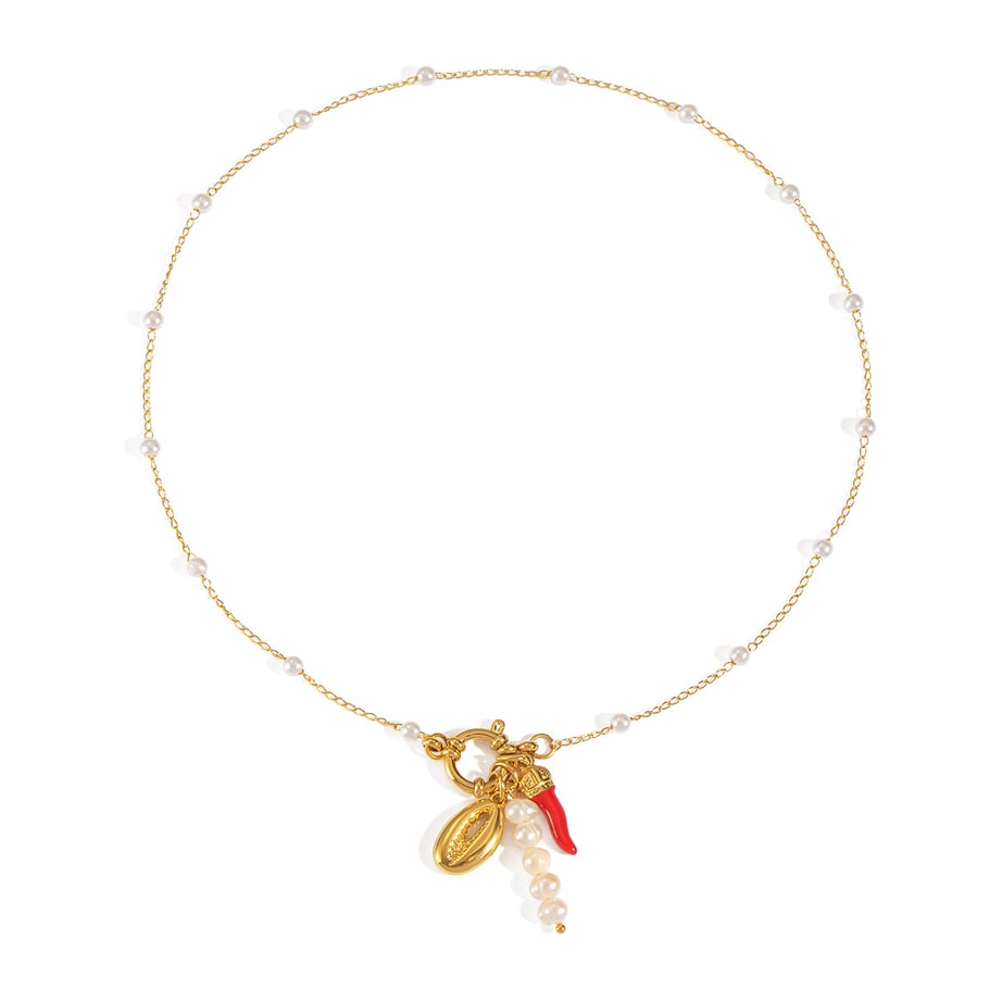 1 Piece Chili Charm Stainless Steel Gold Color Pendant Necklace Picture5