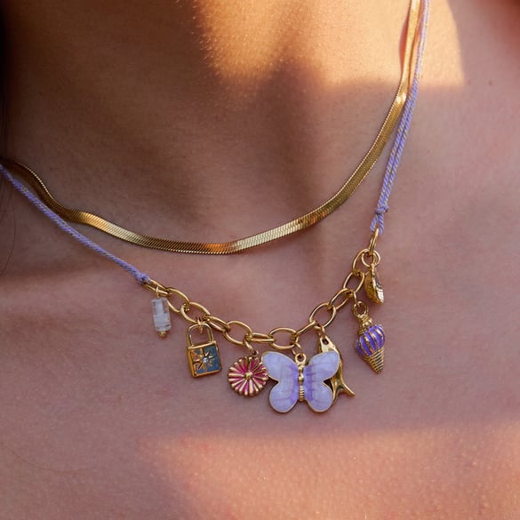 1 Piece Romantic Series Natural Butterfly Stainless Steel Gold Color Women's Pendant Necklaces 2