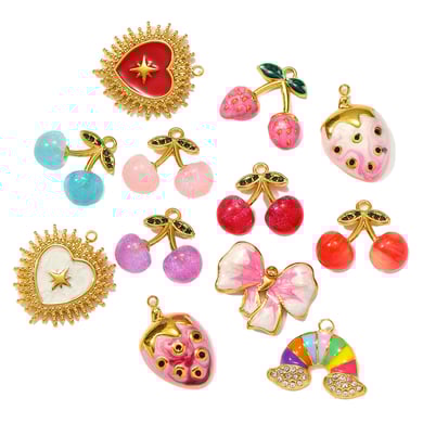 1 Stück Romantische Serie DIY Kirsche Edelstahl Gold Farbe Damen Anhänger h5 Bild3