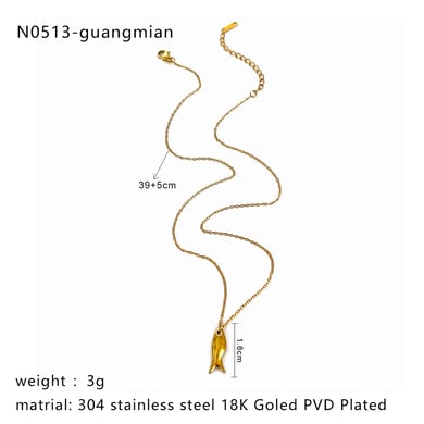 1 stuk vis roestvrij staal goudkleurige hanger ketting h5 Afbeelding2