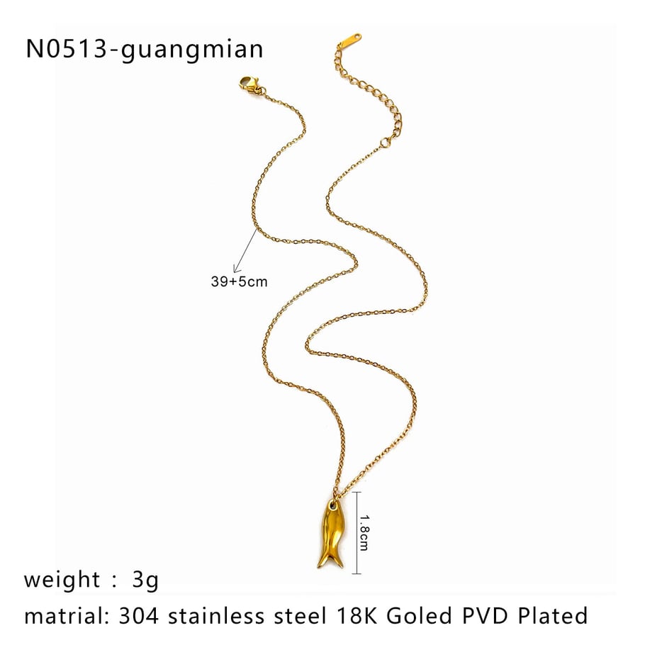 1 stuk vis roestvrij staal goudkleurige hanger ketting Afbeelding2