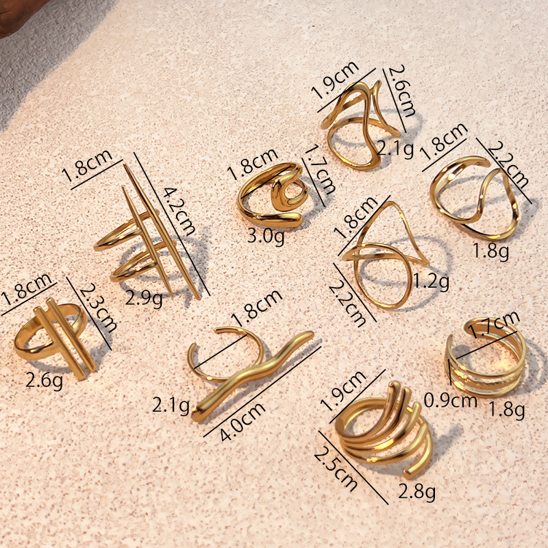 1 Piece Geometric Stainless Steel Gold Color Ring h5Picture4
