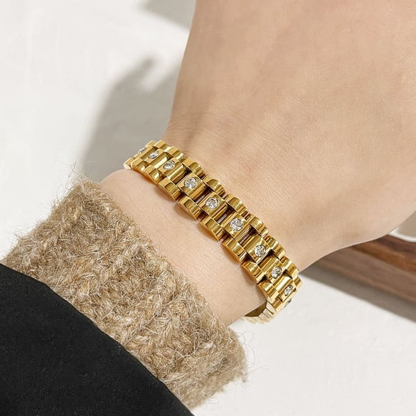 1 Piece Classic Chain Stainless Steel Gold Color Bracelet