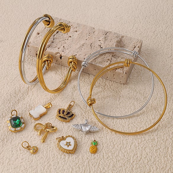 1 Stück einfaches DIY-Armband aus goldfarbenem Edelstahl