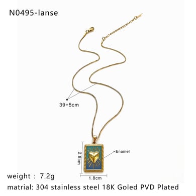 Collana con ciondolo a forma di cuore dei tarocchi in acciaio inossidabile, 1 pezzo h5 Immagine2