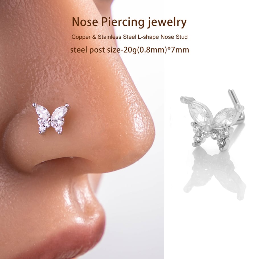 1 piercing para la nariz con circonita color cobre y dorado. Imagen6