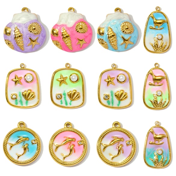 1 Piece Oceanic Stainless Steel Gold Color Women's Pendants