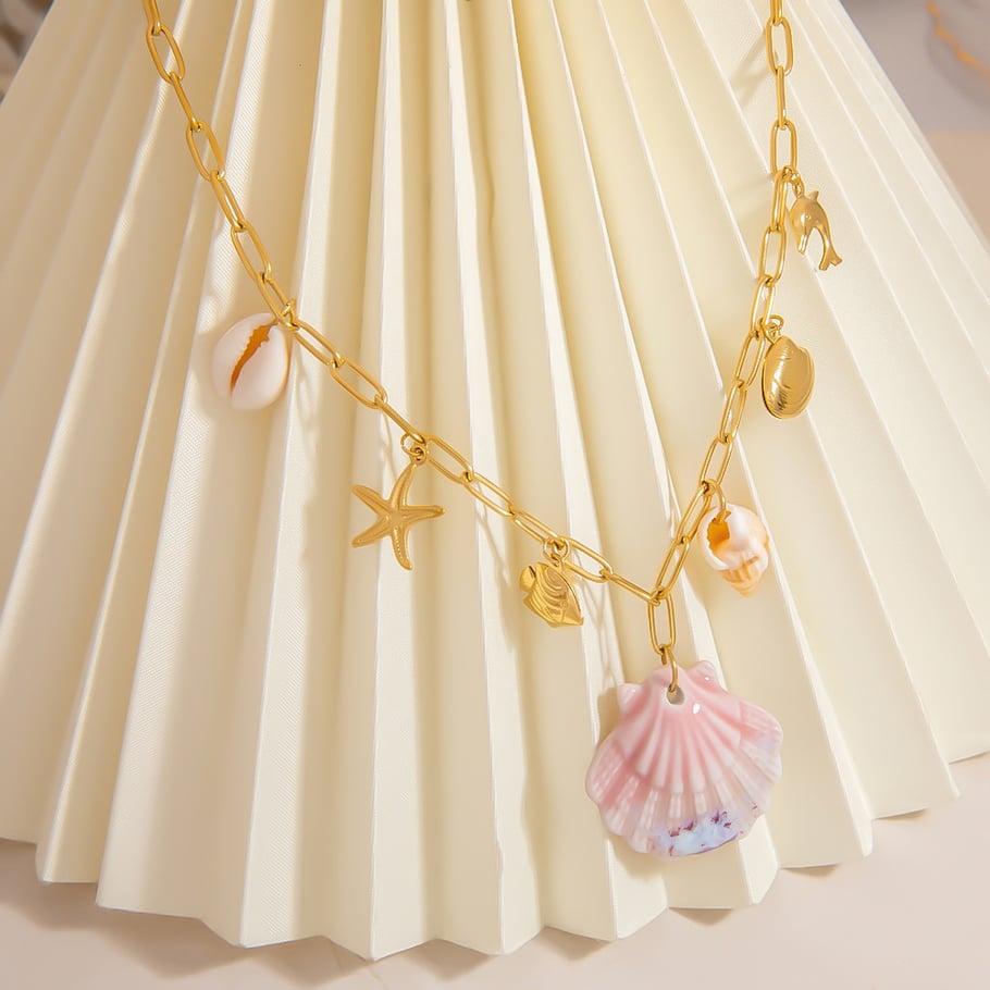 1 Piece Oceanic Stainless Steel Gold Color Pendant Necklace Picture5