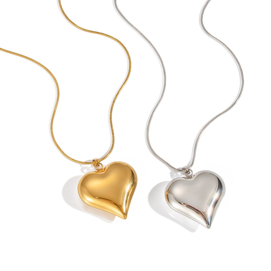 1 Piece Simple Heart Stainless Steel Gold Color Pendant Necklace Picture5