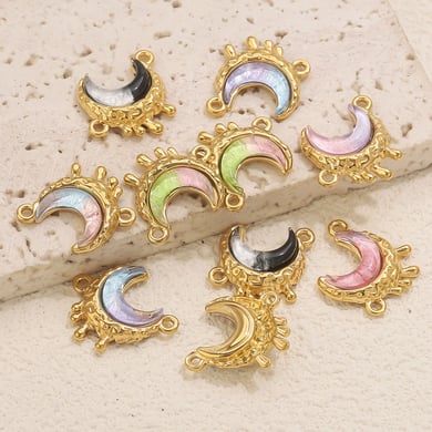 1 Stück DIY Mond Edelstahl Damen Anhänger h5 Bild4