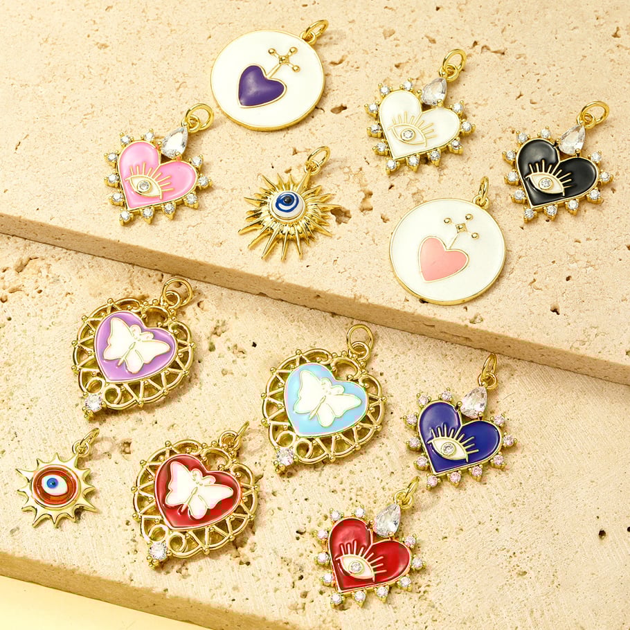 1 pieza de lujosa serie DIY Corazón de acero inoxidable color dorado Colgantes para mujer Imagen4