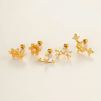1 Piece Star Copper Gold Color Zircon Women's Piercings Earrings h5 Picture4