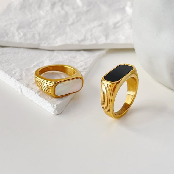 1 Piece Shell Stainless Steel Gold Color Ring