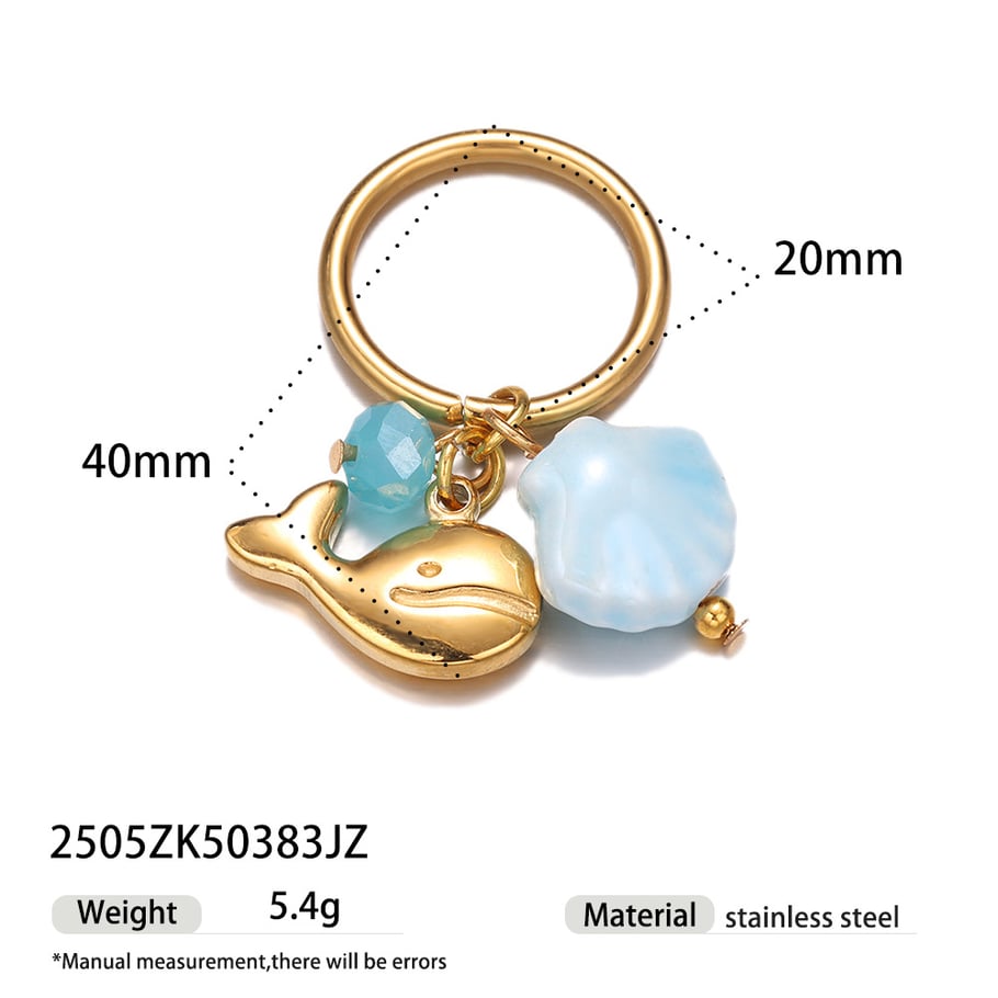 1 stuk Oceanic roestvrij staal goudkleurige statement ringen 