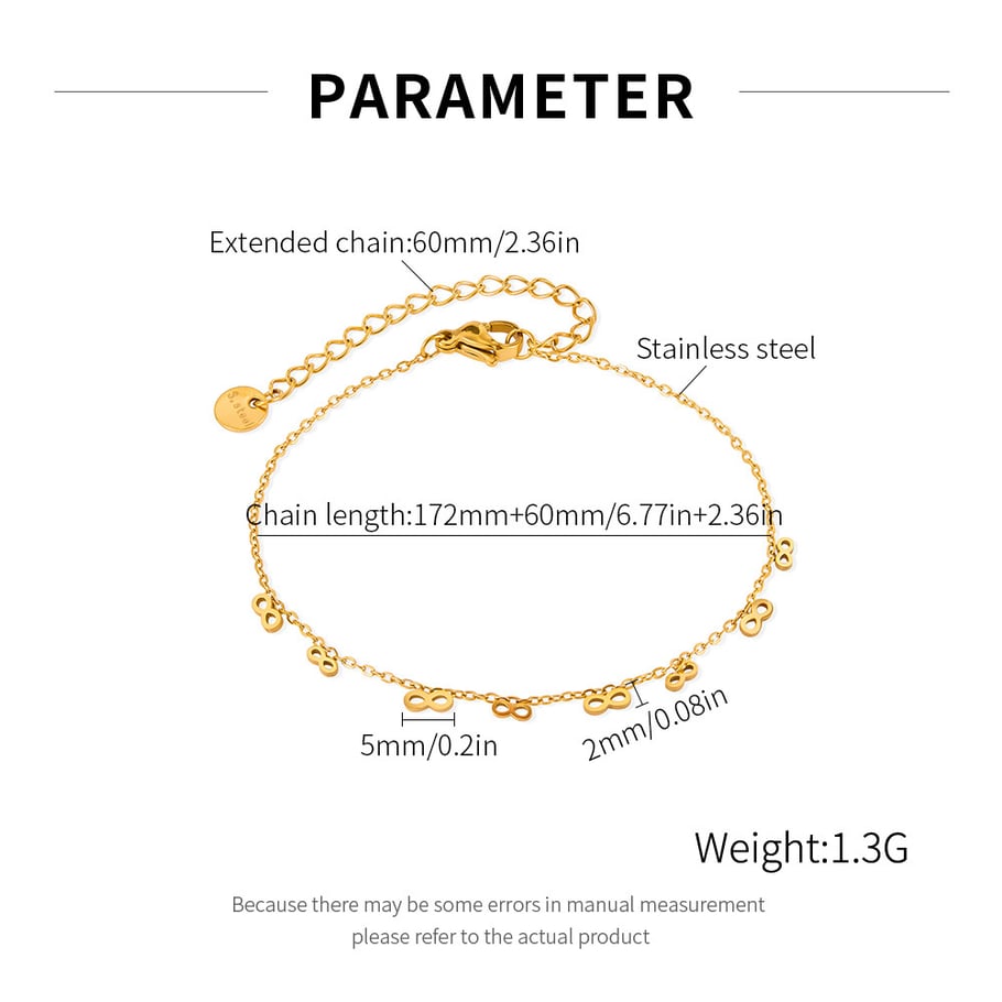 1 Stück gestaltbare Unendlichkeitssymbol-Edelstahl-Kettenarmbänder in Goldfarbe für Damen Bild2