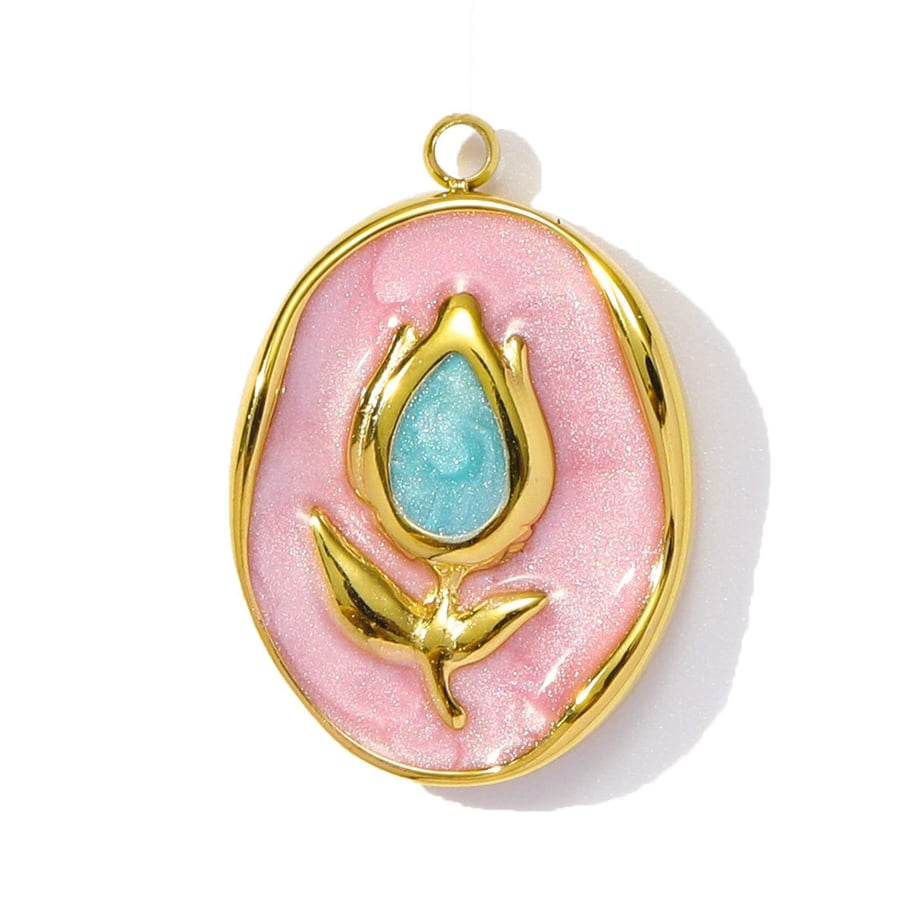 1 pieza de lujosa serie DIY de flores de acero inoxidable color dorado para mujer 