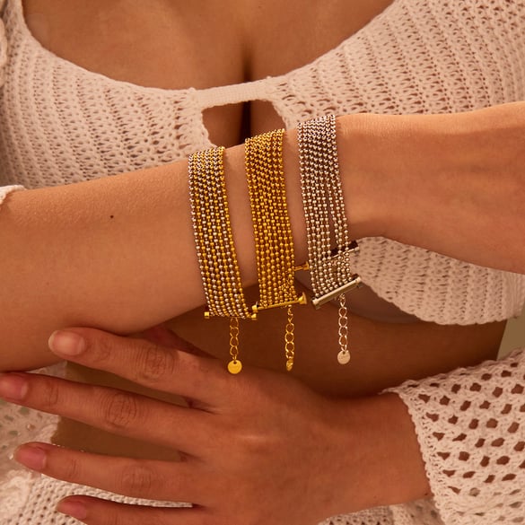 Kette Edelstahl Gold Farbe Damen Kettenarmbänder
