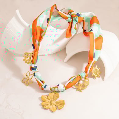 1 Piece Fabric Stainless Steel Gold Color Pendant Necklace h5 Picture4