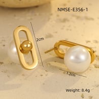 NMSE-E356-1 Pendientes de perlas detrás Imagen7