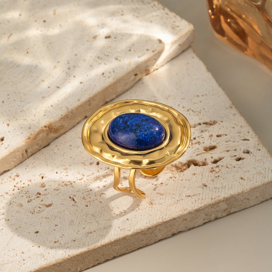 1 Piece Stainless Steel Gold Color Natural Stone Ring Picture4