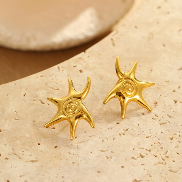 Romantic Vacation Cartoon Stainless Steel Gold Color Women's Stud Earrings