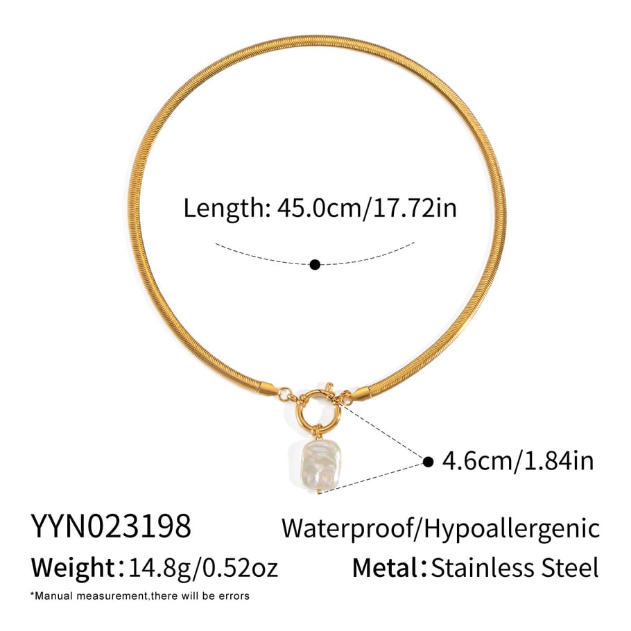 1 Piece Stainless Steel Gold Color Pearl Pendant Necklace 