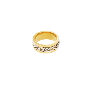 1 Stück Luxuriöse Serie Klassische geometrische Statement-Ringe aus Edelstahl in Goldfarbe h5 