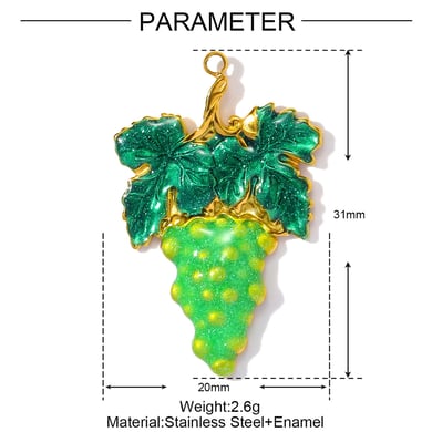 1 pieza de colgantes de acero inoxidable dorados con diseño de uva, serie romántica, para mujer. h5 Imagen2