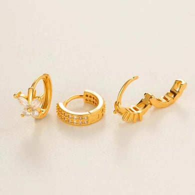 1 Stück exquisite rechteckige Creolen aus Kupfer und Gold mit Zirkonia für Damen h5 Bild3