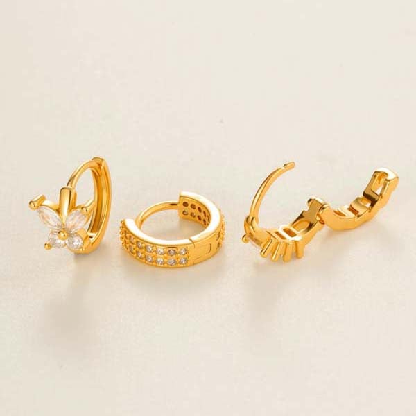 1 Stück exquisite rechteckige Creolen aus Kupfer und Gold mit Zirkonia für Damen Bild3