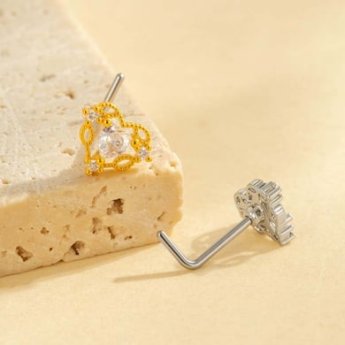 1 pezzo di perno nasale in zircone color rame e oro h5 Immagine3