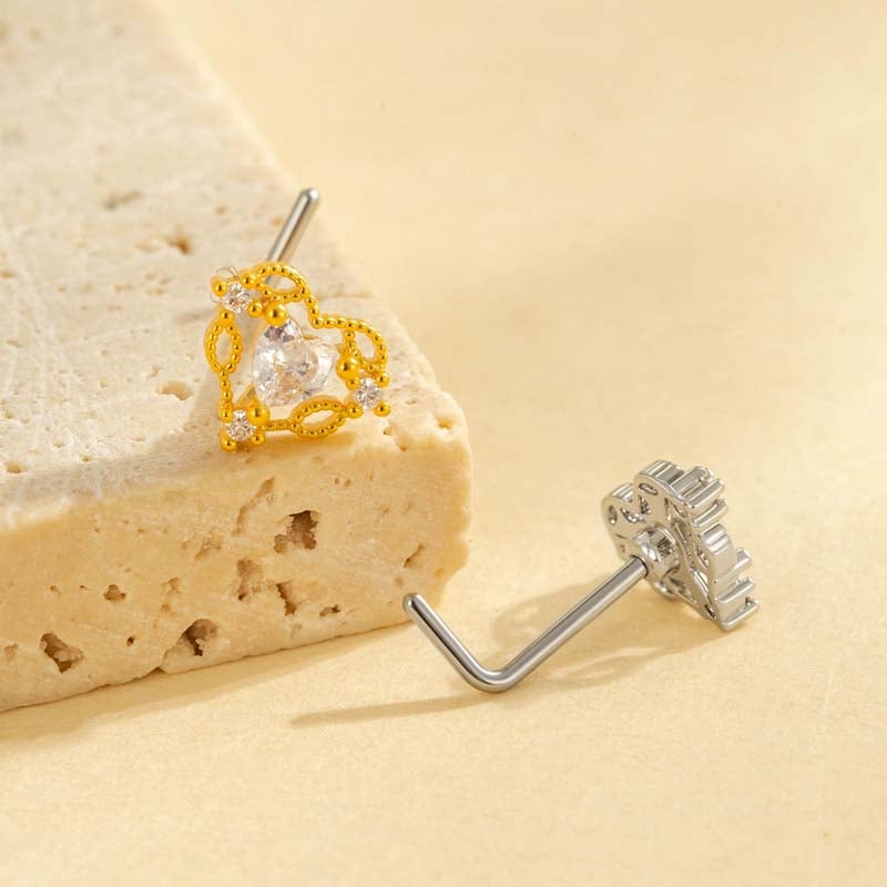 1 pezzo di perno nasale in zircone color rame e oro Immagine3