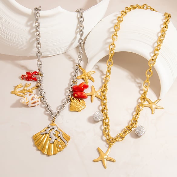 Luxurious Natural Turtle Stainless Steel   Gold Color  Women's Pendant Necklaces 2