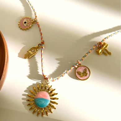 1 Stück Halskette mit Sonnenblumen-Anhänger aus Edelstahl in Goldfarbe h5 Bild4