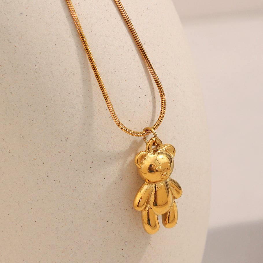 Solid-color Cute Bear Pendant  Women’Necklace Picture2