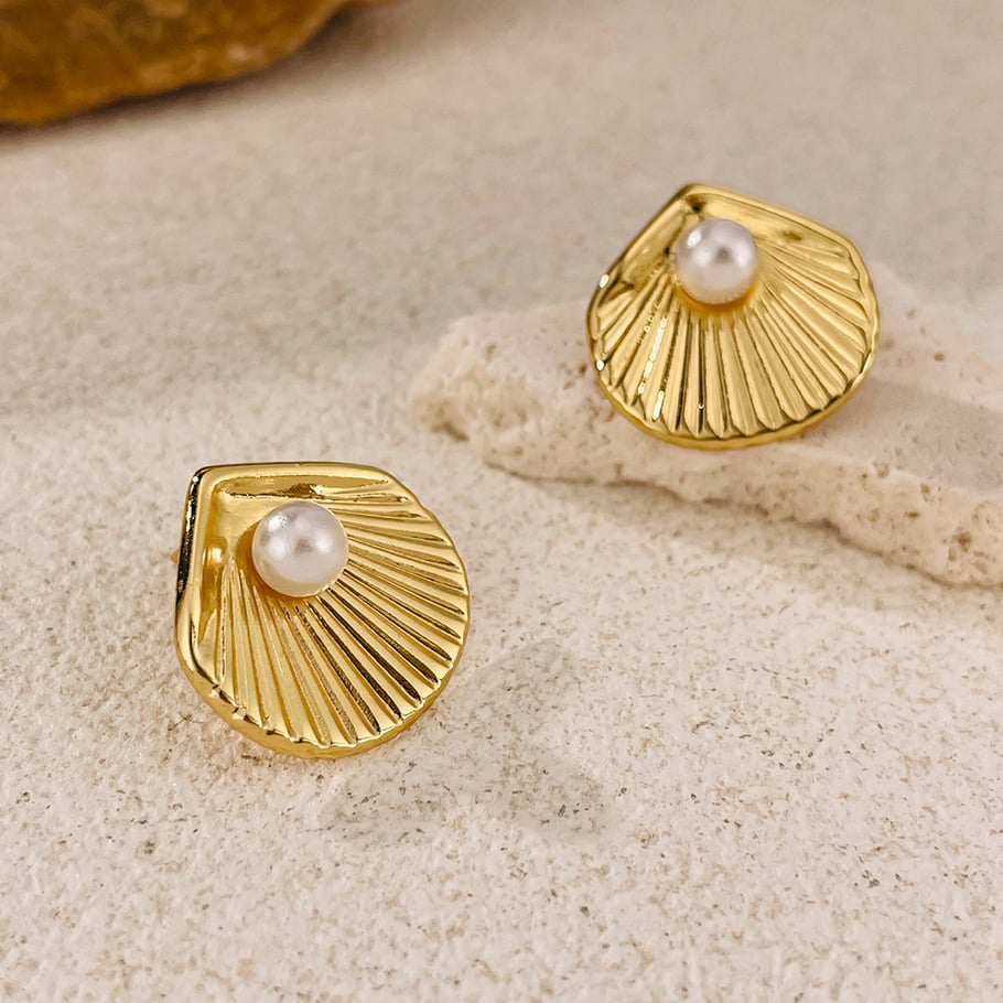 1 par de aretes de botón de acero inoxidable dorados con diseño de tortuga de la serie Simple Daily para mujer Imagen4