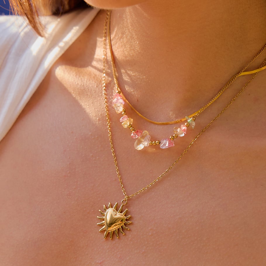 1 Piece Elegant Sun Stainless Steel Gold Color Women's Layered Necklaces h5Picture4
