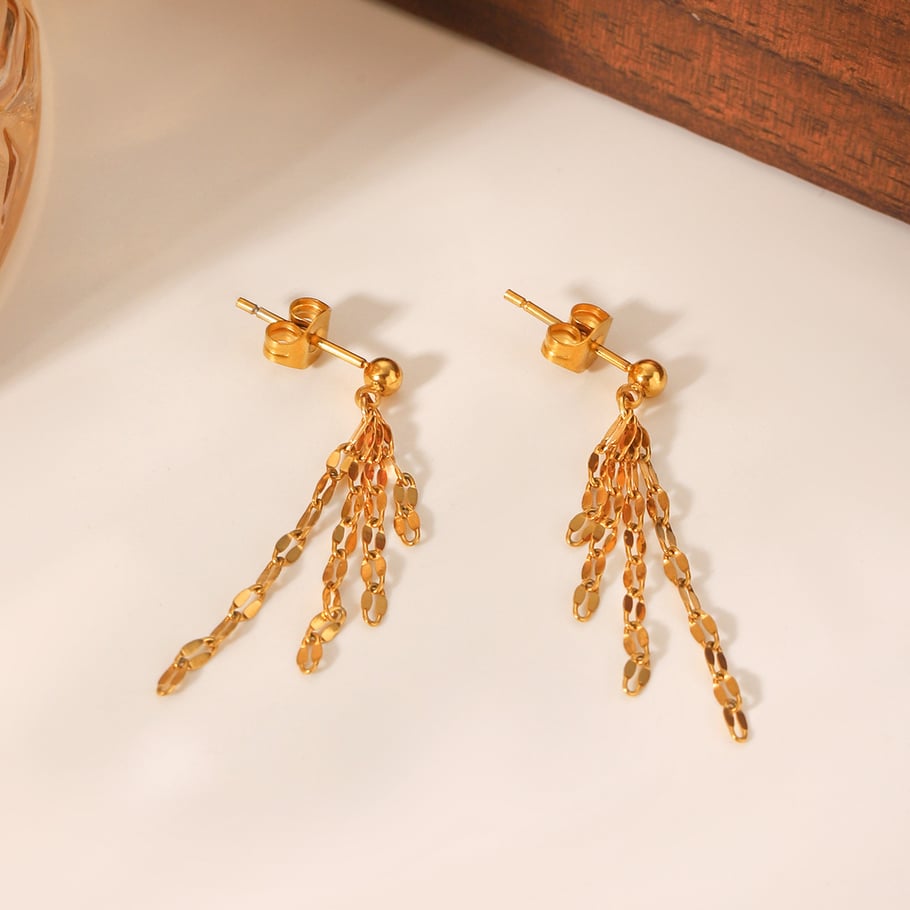 Simple Tassel Stainless Steel   Gold Color  Women's Dangle Earrings Picture4
