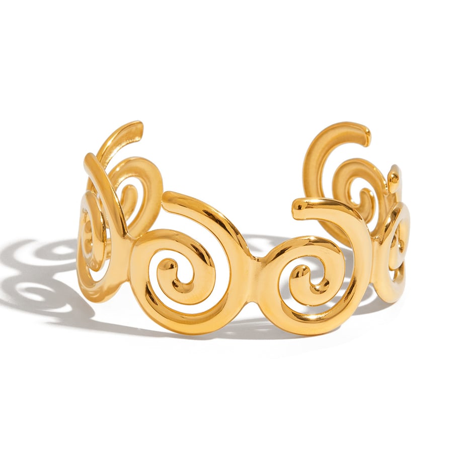1 Stück klassische Spiral-Armreifen aus Edelstahl in Goldfarbe für Damen 