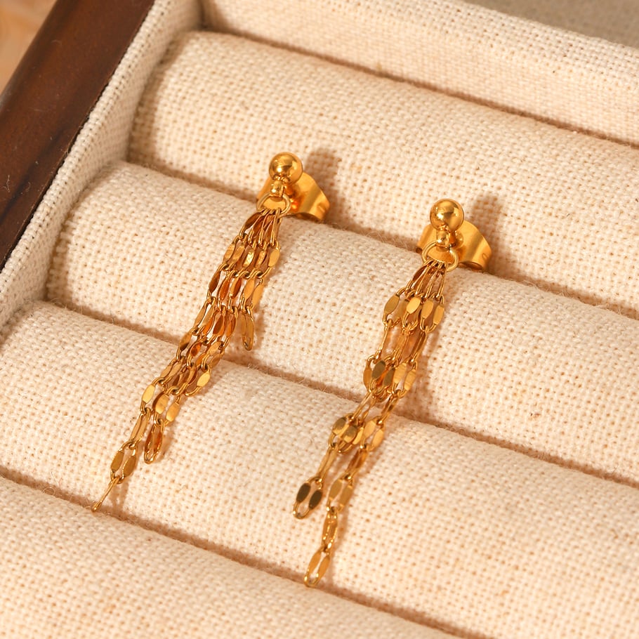 Simple Tassel Stainless Steel   Gold Color  Women's Dangle Earrings Picture6