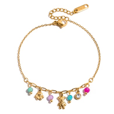 1 Piece Colorful Series Elegant Flower Stainless Steel Gold Color Women's Charm Bracelets h5 