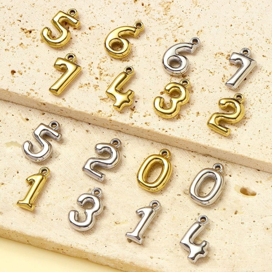 1 Piece Simple Series DIY Number Stainless Steel Gold Color Women's Pendants Picture3