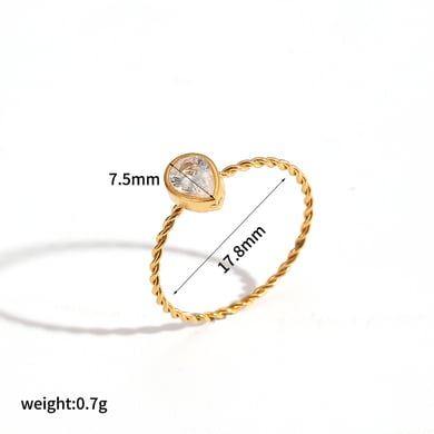 1 juego de anillos geométricos de acero inoxidable en color dorado h5 Imagen4