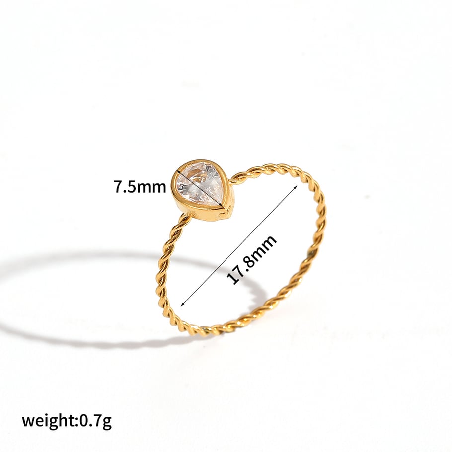 1 juego de anillos geométricos de acero inoxidable en color dorado Imagen4