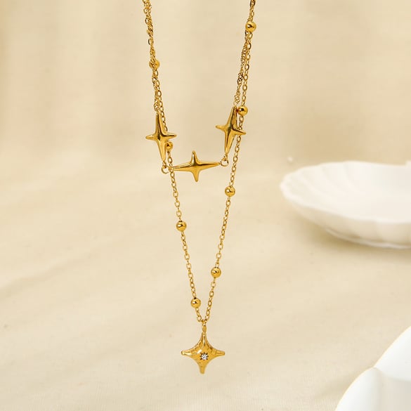Simple Double-Layer Star Chain Necklace for Women