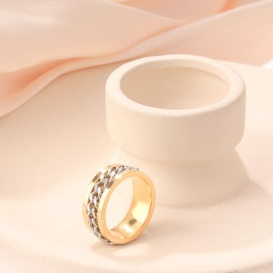 Bague de déclaration géométrique classique en acier inoxydable couleur or, série luxueuse, 1 pièce h5 Image4