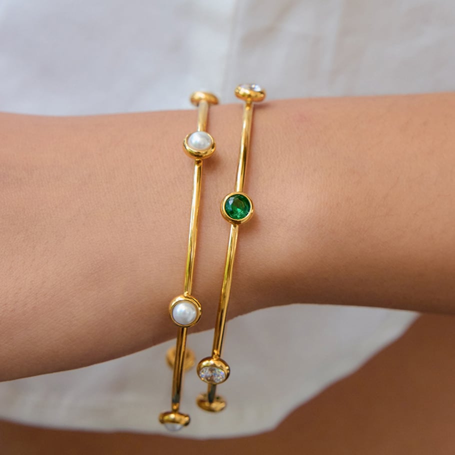 1 Piece Classic Series Retro Geometric Stainless Steel Gold Color Women's Bangles Picture3